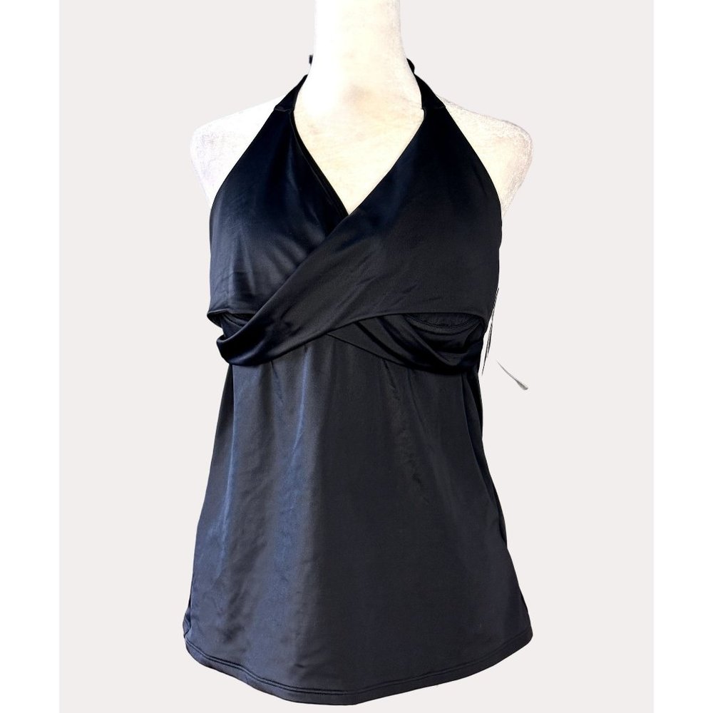 Athleta Black Halter Swim Tankini Top